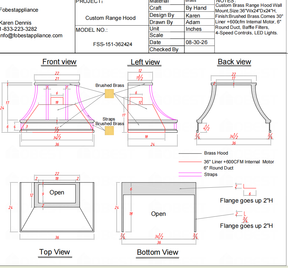 Fobest Custom Range Hood-FSS-151 Brass Metal Range Hood  Custom Link for Neysa