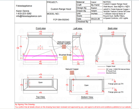Fobest Custom Range Hood-FCP-364 Copper Metal Range Hood Custom Link for Anna