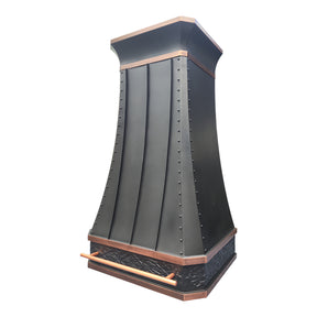 FOBEST Custom Oil Rubbed Bronze Range Hood with Antique Copper Accents FCP-351