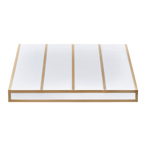 FOBEST Custom Tapered White Range Hood with Brushed Brass Straps FSS-602
