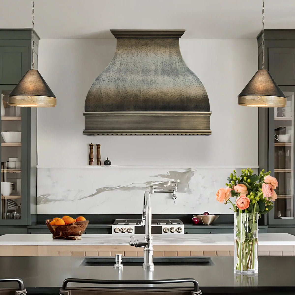 Fobest Aged Brass Hammered Range Hood FSS-450