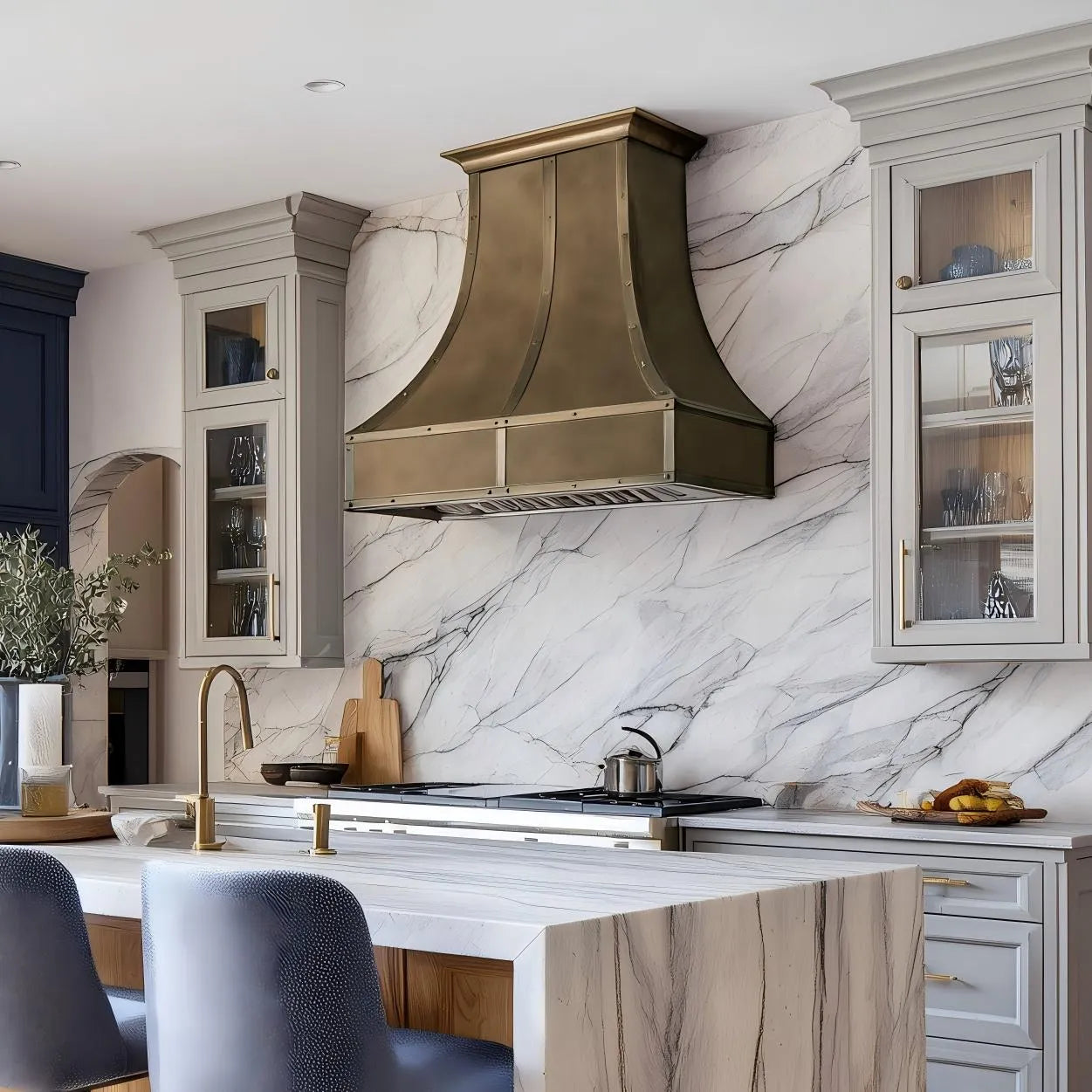 Fobest Aged Brass Hood Vent with Riveted Accents FSS-430-Stainless Steel Range Hood-Fobest