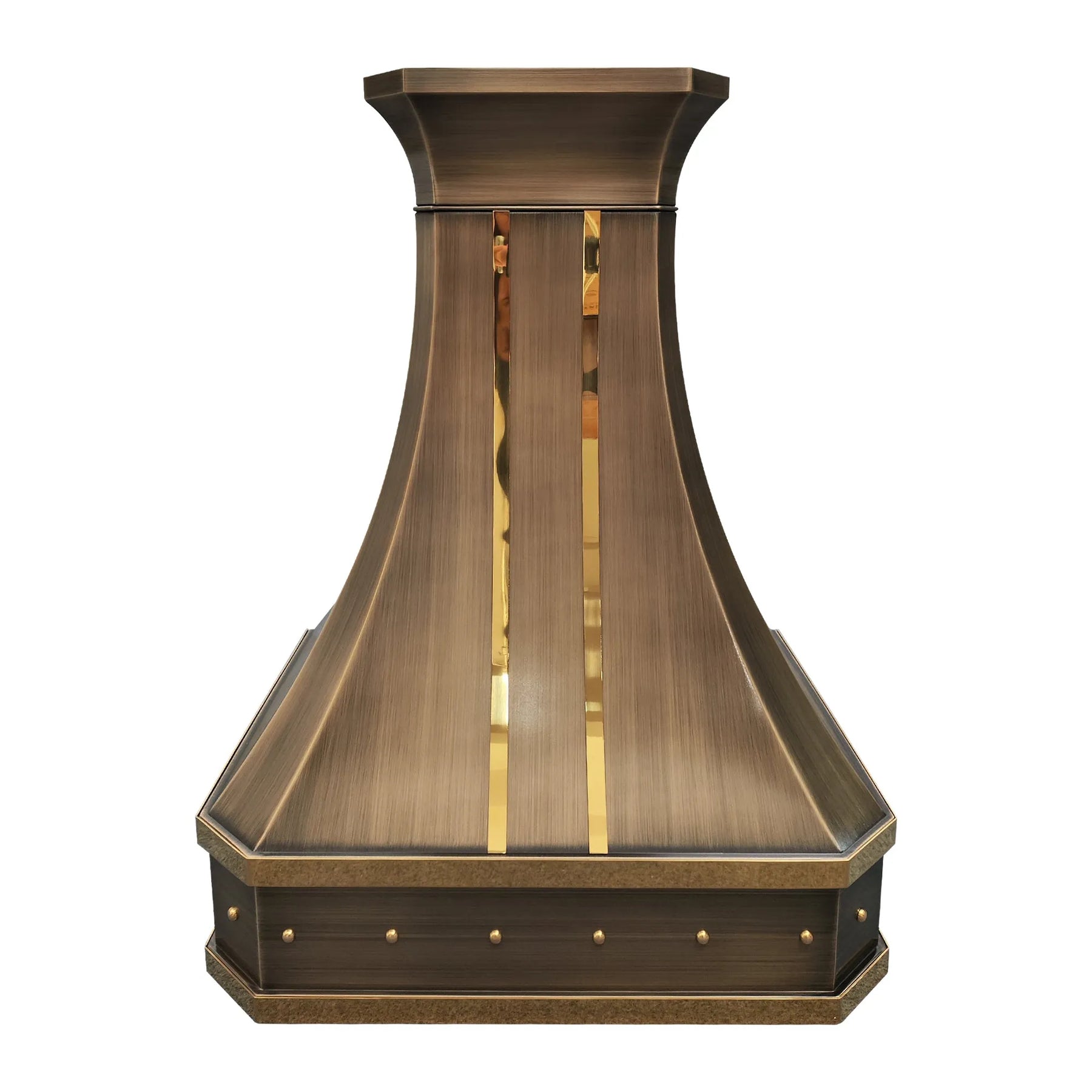 Fobest Aged Brass Range Hood with Gold Straps FSS-452