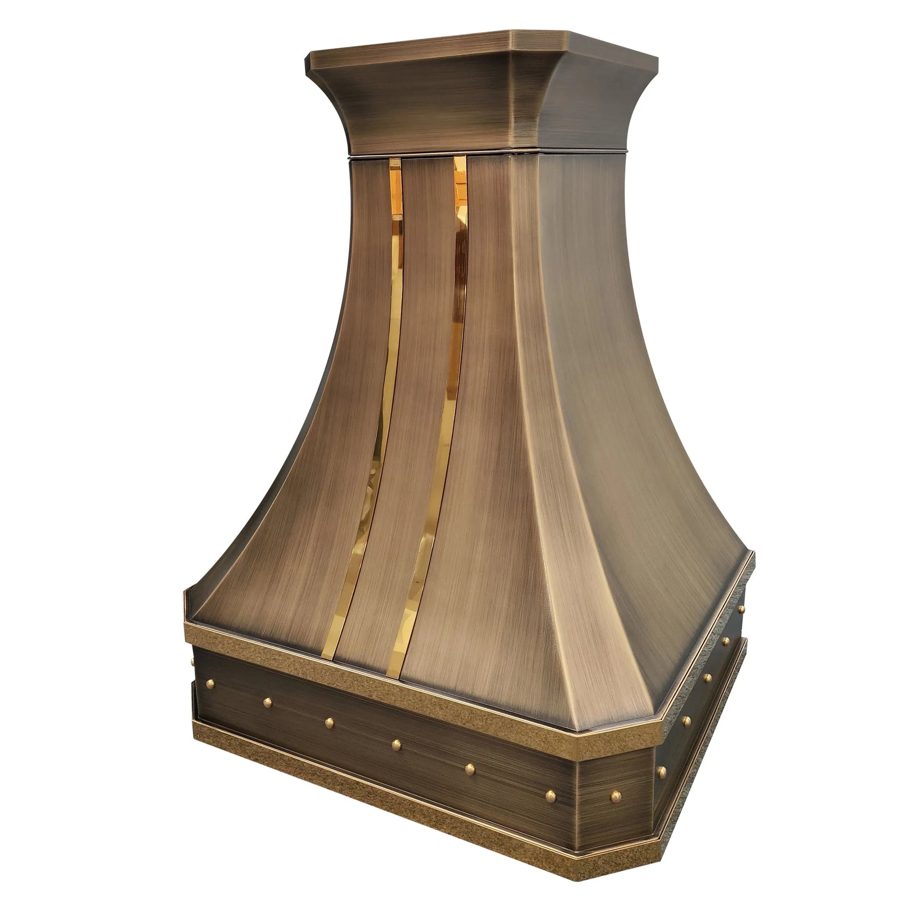 Fobest Aged Brass Range Hood with Gold Straps FSS-452