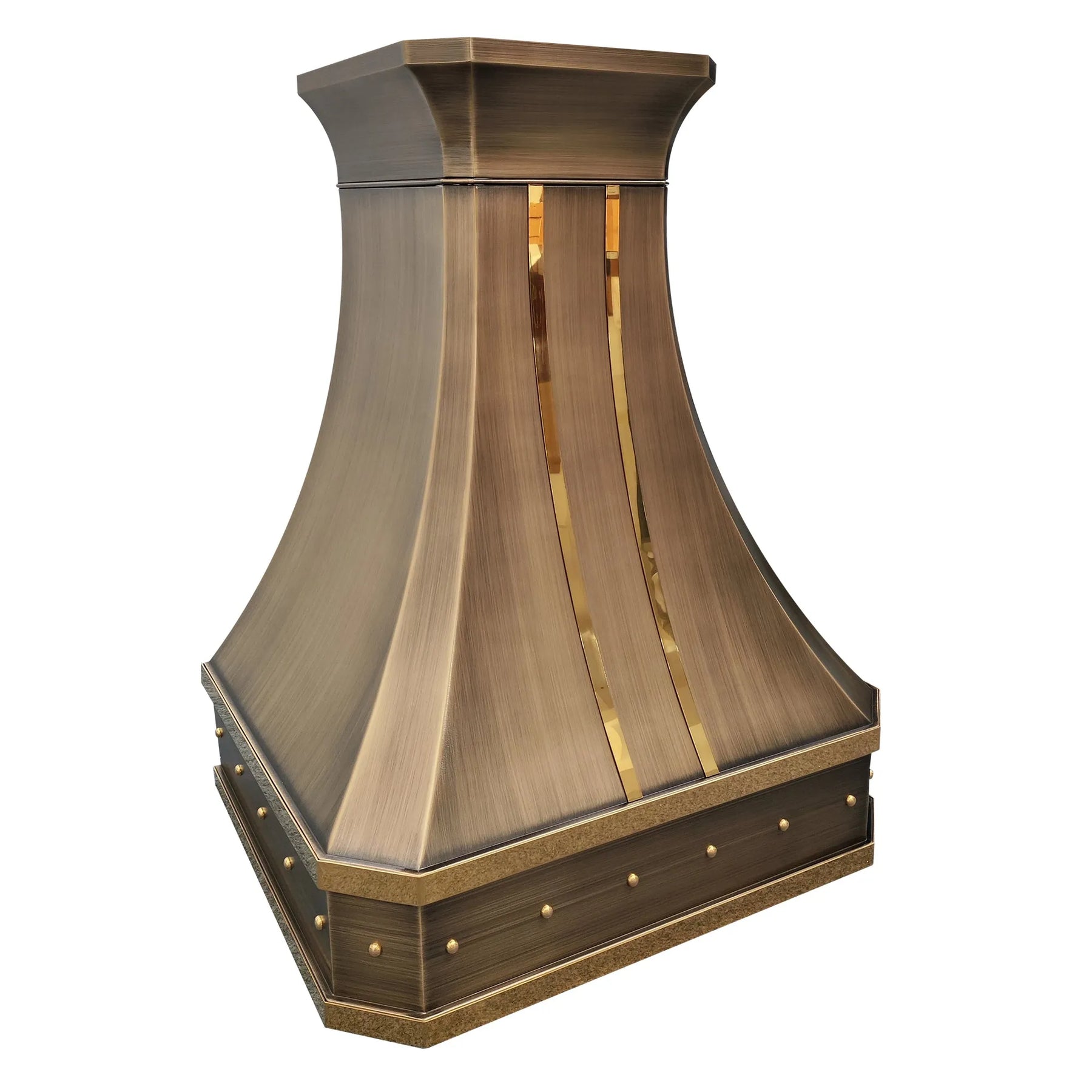 Fobest Aged Brass Range Hood with Gold Straps FSS-452
