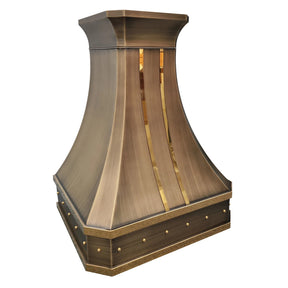 Fobest Aged Brass Range Hood with Gold Straps FSS-452
