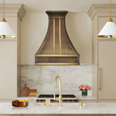 Fobest Aged Brass Range Hood with Gold Straps FSS-452