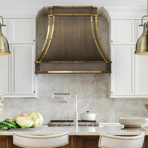 Fobest Antique Copper Range Hood with Brass Straps FCP-220-Copper Range Hood-Fobest