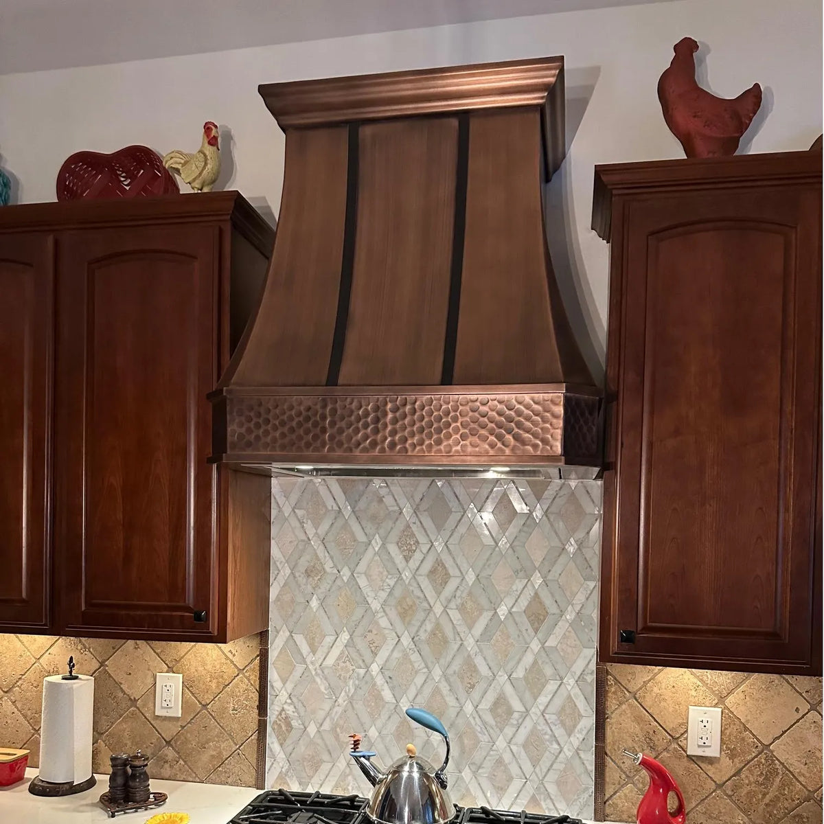 Fobest Antique Copper Range Hood with Dark Straps FCP-34-Copper Range Hood-Fobest