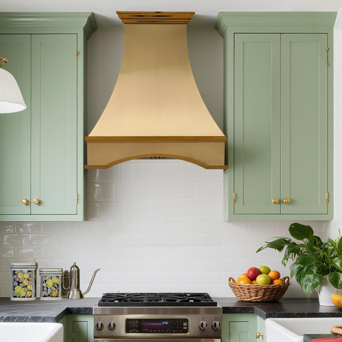 Fobest Arched Brass Range Hood with Crown Molding FSS-391-Stainless Steel Range Hood-Fobest