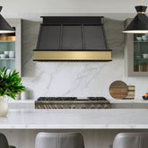 Fobest Black Box Range Hood with Brushed Brass Base FSS-399-Stainless Steel Range Hood-Fobest
