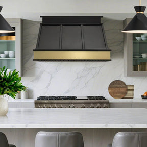 Fobest Black Box Range Hood with Brushed Brass Base FSS-399-Stainless Steel Range Hood-Fobest