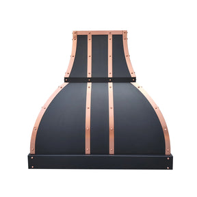 Fobest Black Exhaust Hood with Copper Straps FSS-367-Stainless Steel Range Hood-Fobest