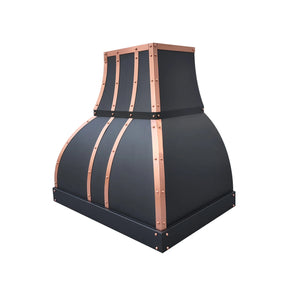 Fobest Black Exhaust Hood with Copper Straps FSS-367-Stainless Steel Range Hood-Fobest