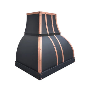Fobest Black Exhaust Hood with Copper Straps FSS-367-Stainless Steel Range Hood-Fobest