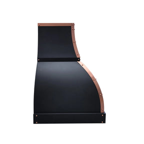 Fobest Black Exhaust Hood with Copper Straps FSS-367-Stainless Steel Range Hood-Fobest