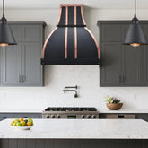 Fobest Black Exhaust Hood with Copper Straps FSS-367-Stainless Steel Range Hood-Fobest