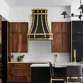 Fobest Black Kitchen Range Hood Stainless Steel Finish with Brass Accent FSS-219-Stainless Steel Range Hood-Fobest