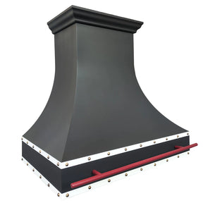 Fobest Black Kitchen Vent Hood with Red Pot Rail FSS-412-Stainless Steel Range Hood-Fobest