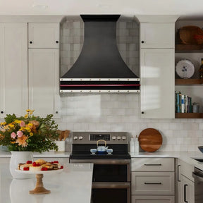 Fobest Black Kitchen Vent Hood with Red Pot Rail FSS-412-Stainless Steel Range Hood-Fobest