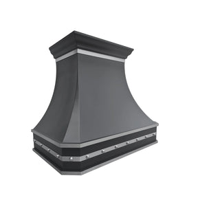 Fobest Black Range Hood with Brushed Steel Rivet Trim FSS-385-Stainless Steel Range Hood-Fobest
