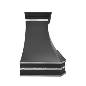 Fobest Black Range Hood with Brushed Steel Rivet Trim FSS-385-Stainless Steel Range Hood-Fobest