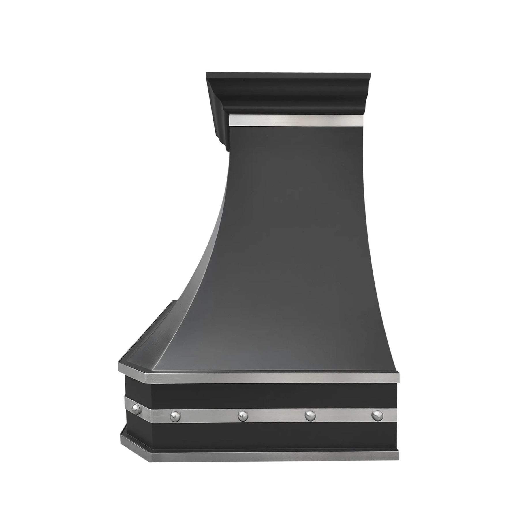 Fobest Black Range Hood with Brushed Steel Rivet Trim FSS-385-Stainless Steel Range Hood-Fobest