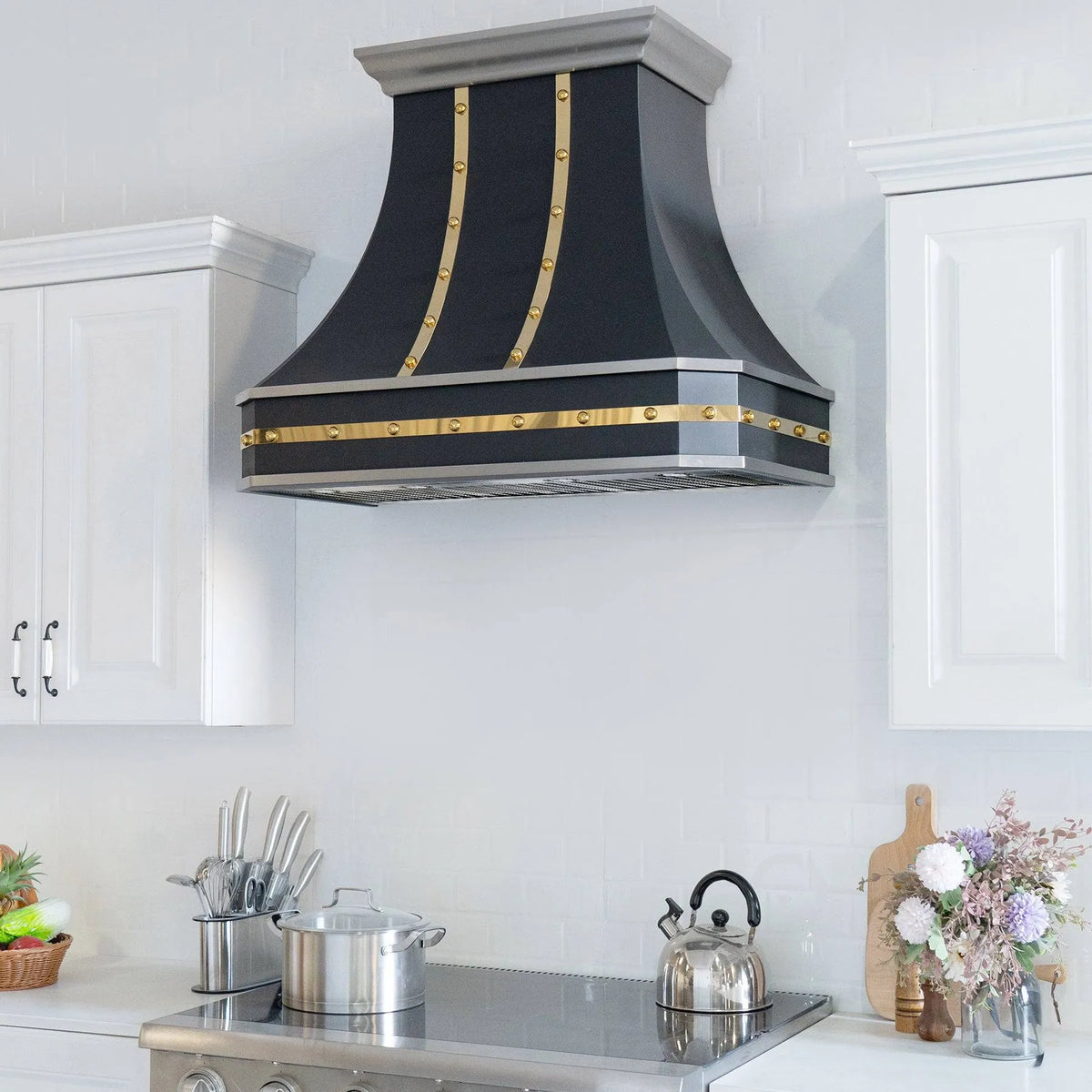 Fobest Black Stainless Steel Custom Hood with Curved Shape FSS-114-Stainless Steel Range Hood-Fobest