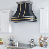 Fobest Black Stainless Steel Custom Hood with Curved Shape FSS-114-Stainless Steel Range Hood-Fobest