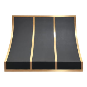 Fobest Black Stainless Steel Custom Stove Hood with Brass Decor FSS-459