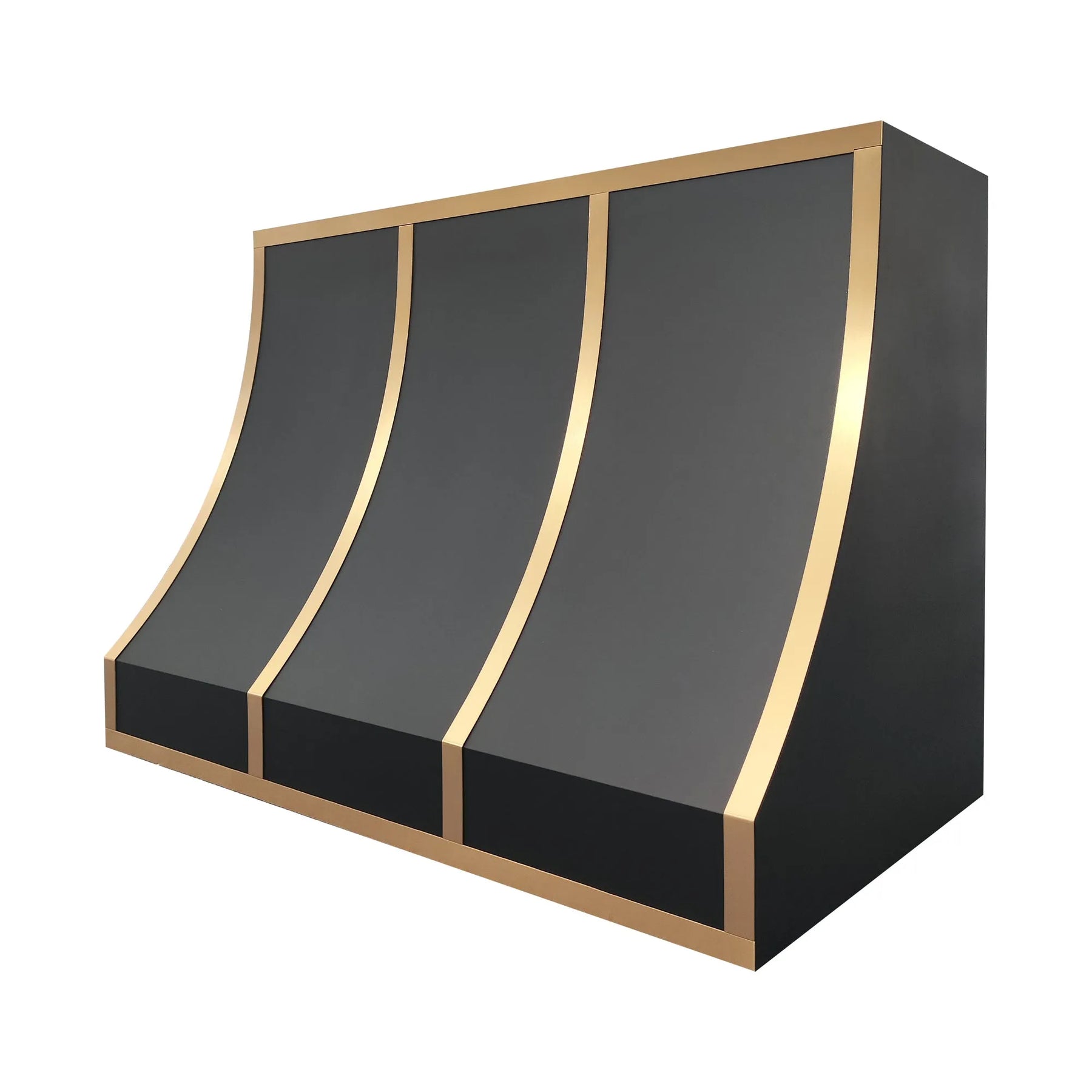 Fobest Black Stainless Steel Custom Stove Hood with Brass Decor FSS-459