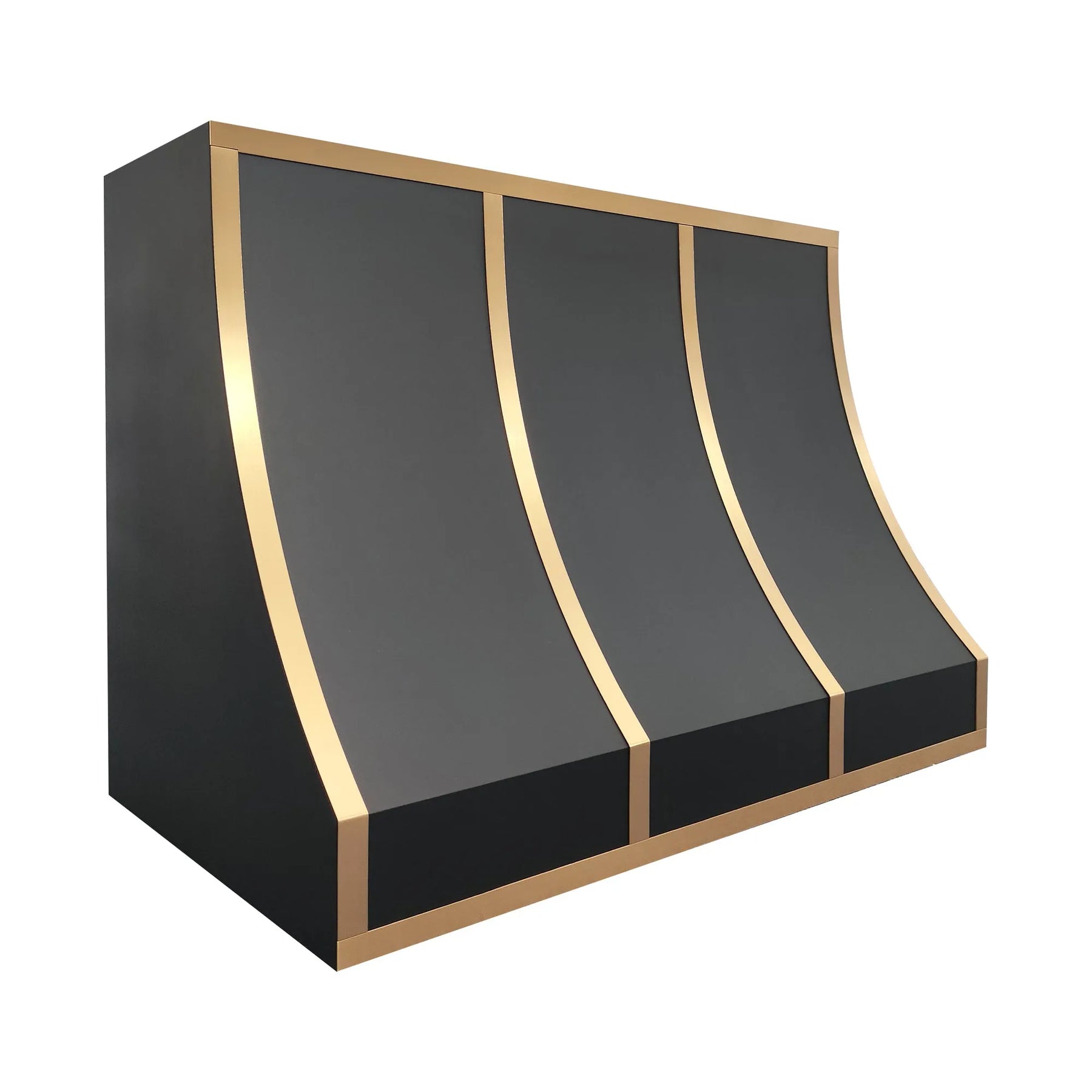 Fobest Black Stainless Steel Custom Stove Hood with Brass Decor FSS-459