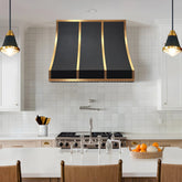 Fobest Black Stainless Steel Custom Stove Hood with Brass Decor FSS-459