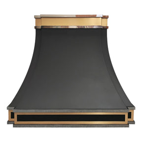 Fobest Black Stainless Steel Kitchen Hood with Brass Top FSS-229
