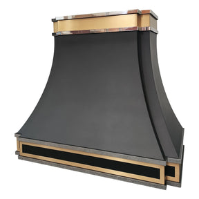 Fobest Black Stainless Steel Kitchen Hood with Brass Top FSS-229
