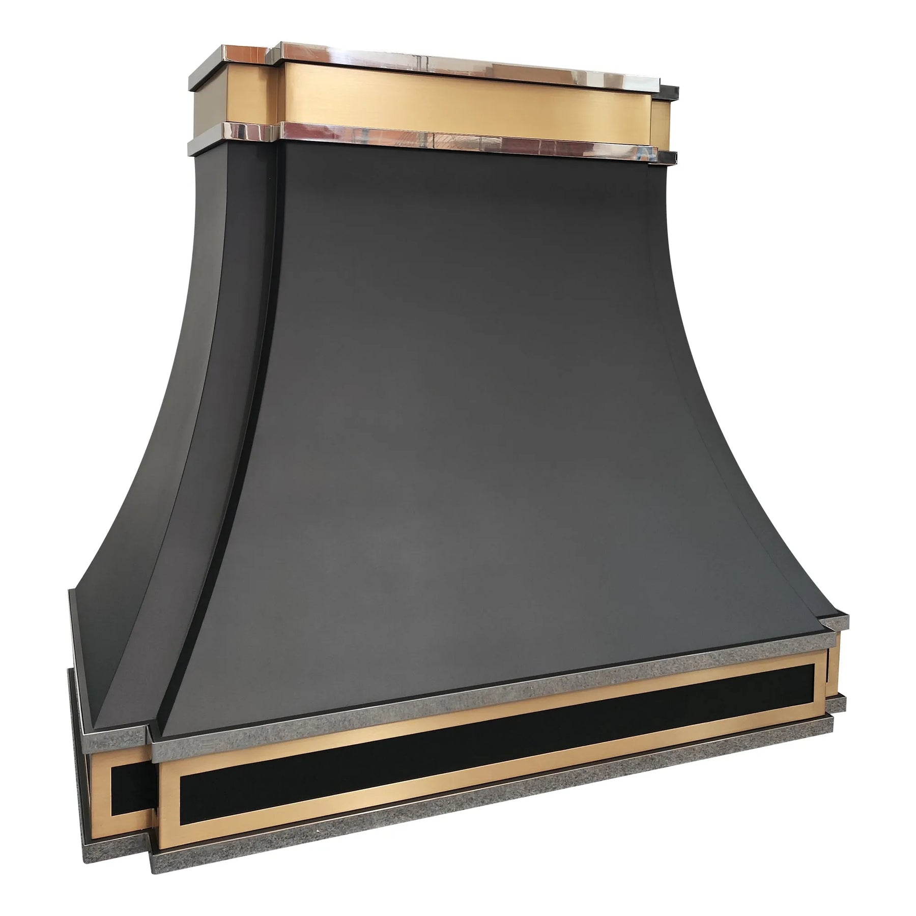 Fobest Black Stainless Steel Kitchen Hood with Brass Top FSS-229