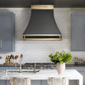 Fobest Black Stainless Steel Kitchen Hood with Brass Top FSS-229