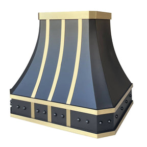 Fobest Black Stainless Steel Range Hood With Brass Straps FSS-33-Stainless Steel Range Hood-Fobest