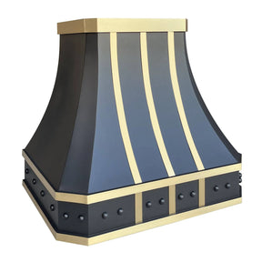 Fobest Black Stainless Steel Range Hood With Brass Straps FSS-33-Stainless Steel Range Hood-Fobest
