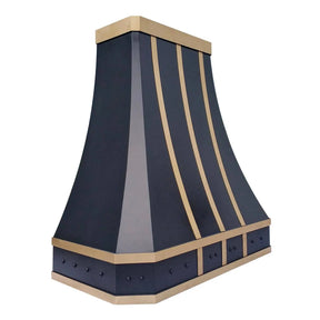 Fobest Black Stainless Steel Range Hood With Brass Straps FSS-33-Stainless Steel Range Hood-Fobest