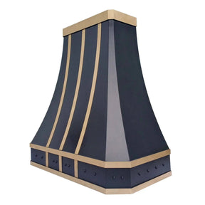 Fobest Black Stainless Steel Range Hood With Brass Straps FSS-33-Stainless Steel Range Hood-Fobest