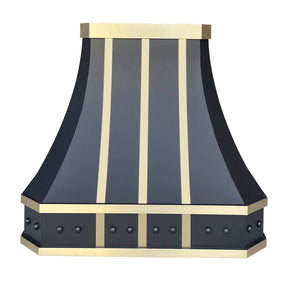 Fobest Black Stainless Steel Range Hood With Brass Straps FSS-33-Stainless Steel Range Hood-Fobest