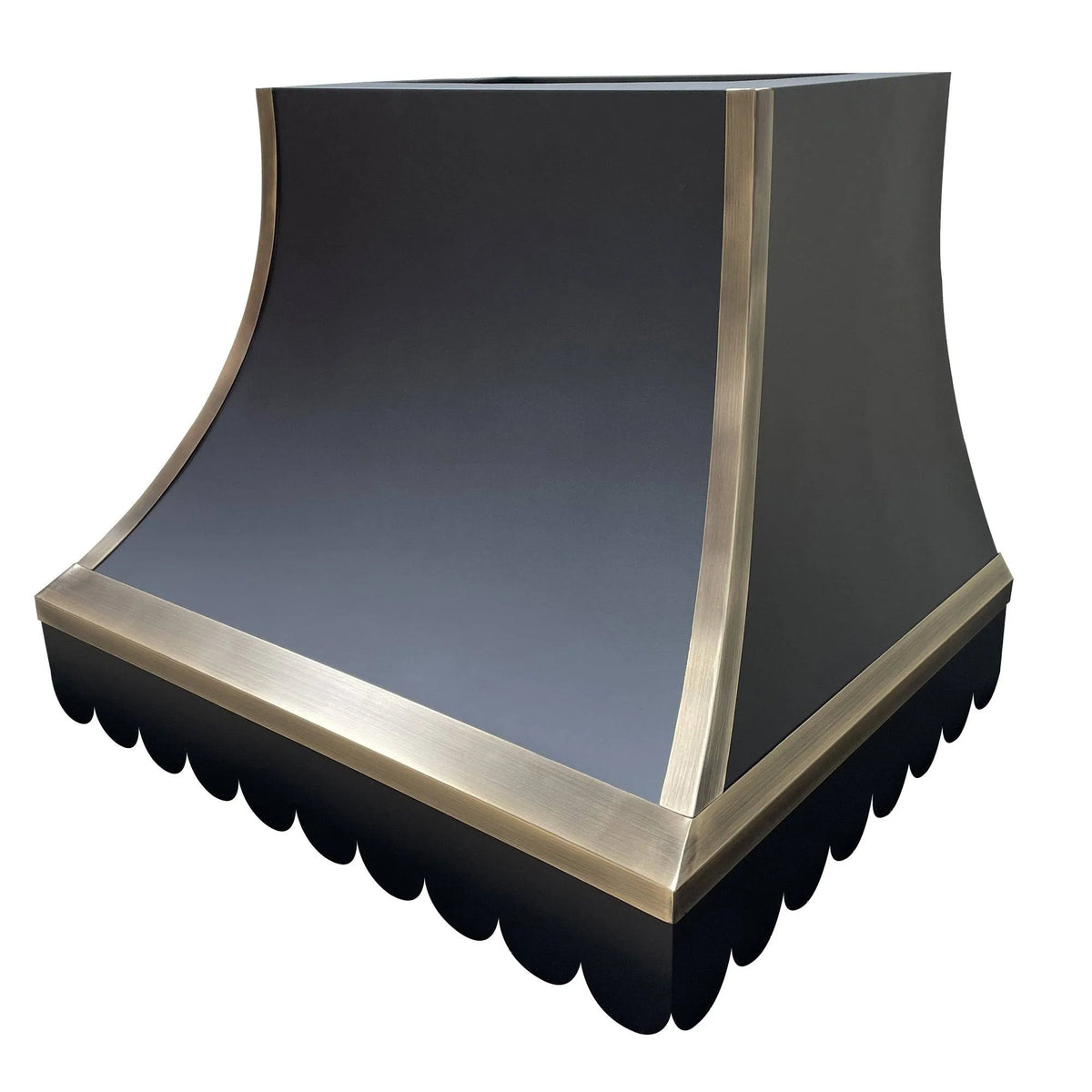Fobest Black Stainless Steel Range Hood with Aged Brass Trim FSS-54-Stainless Steel Range Hood-Fobest