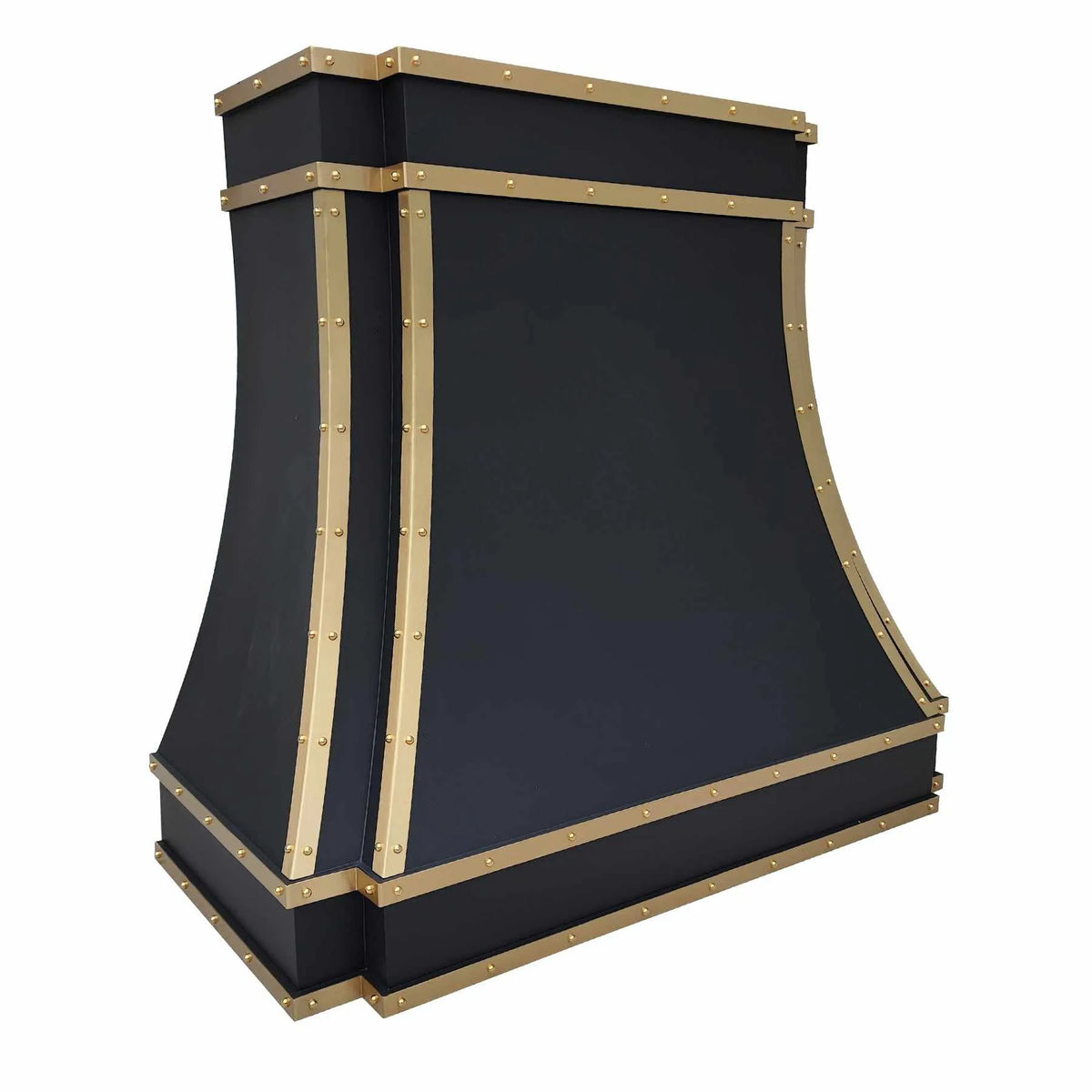 Fobest Black Stainless Steel Range Hood with Brass Trim and Rivet FSS-14-Stainless Steel Range Hood-Fobest