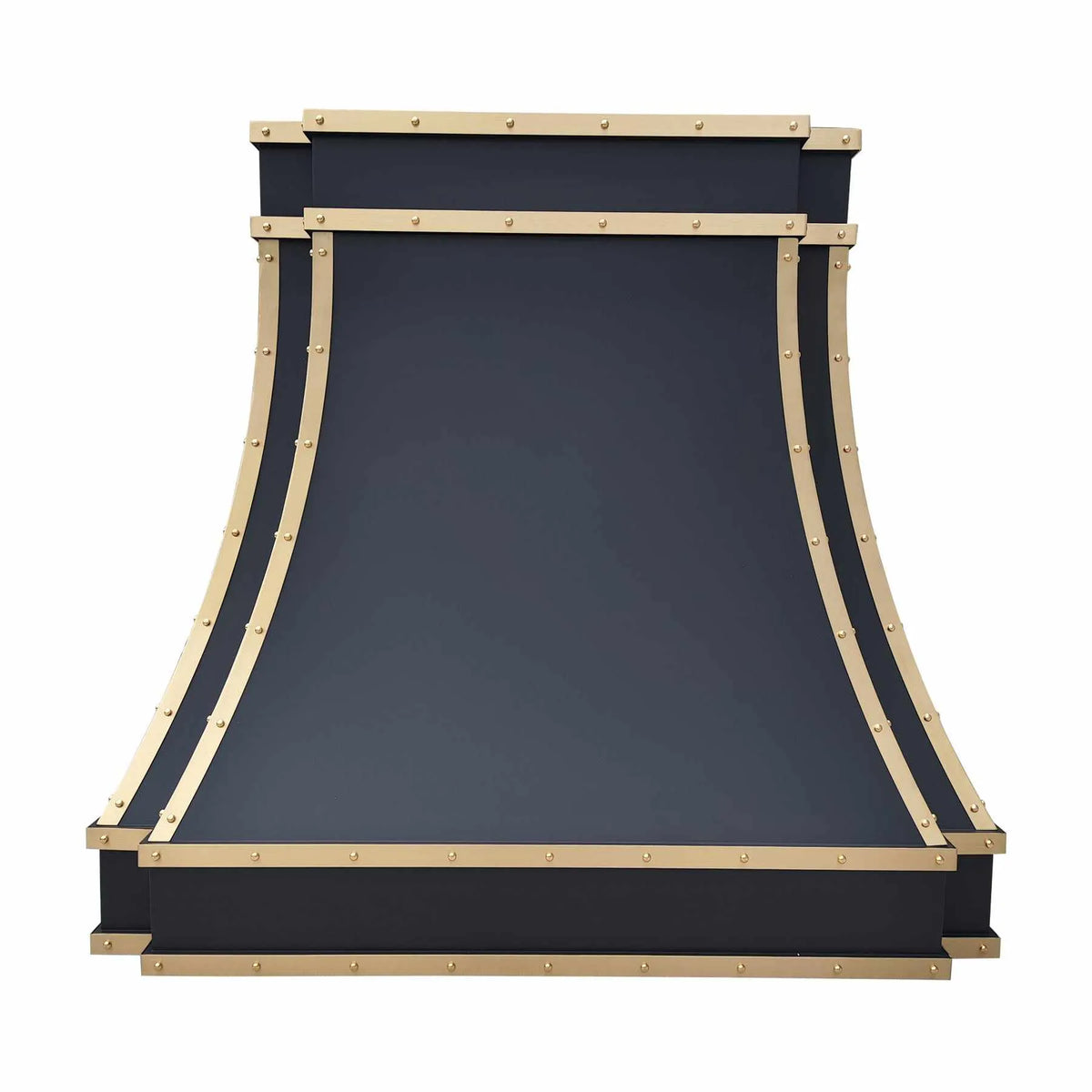 Fobest Black Stainless Steel Range Hood with Brass Trim and Rivet FSS-14-Stainless Steel Range Hood-Fobest