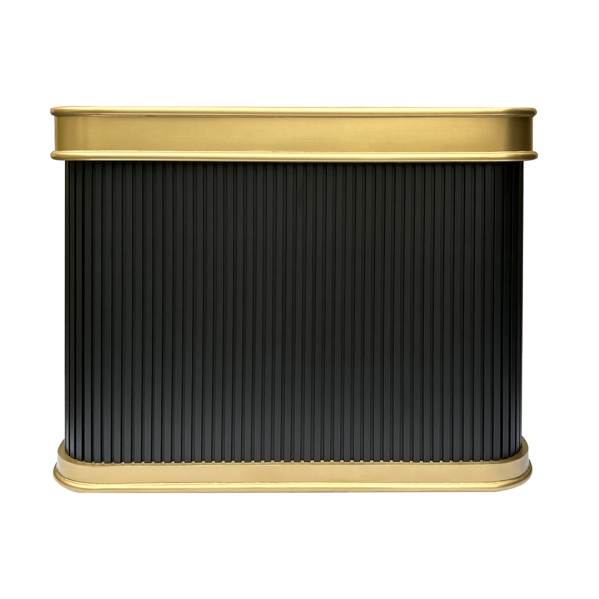 Fobest Black Stainless Steel Range Hood with Fluted Texture and Brass Trim FSS-396-Stainless Steel Range Hood-Fobest