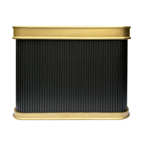 Fobest Black Stainless Steel Range Hood with Fluted Texture and Brass Trim FSS-396-Stainless Steel Range Hood-Fobest