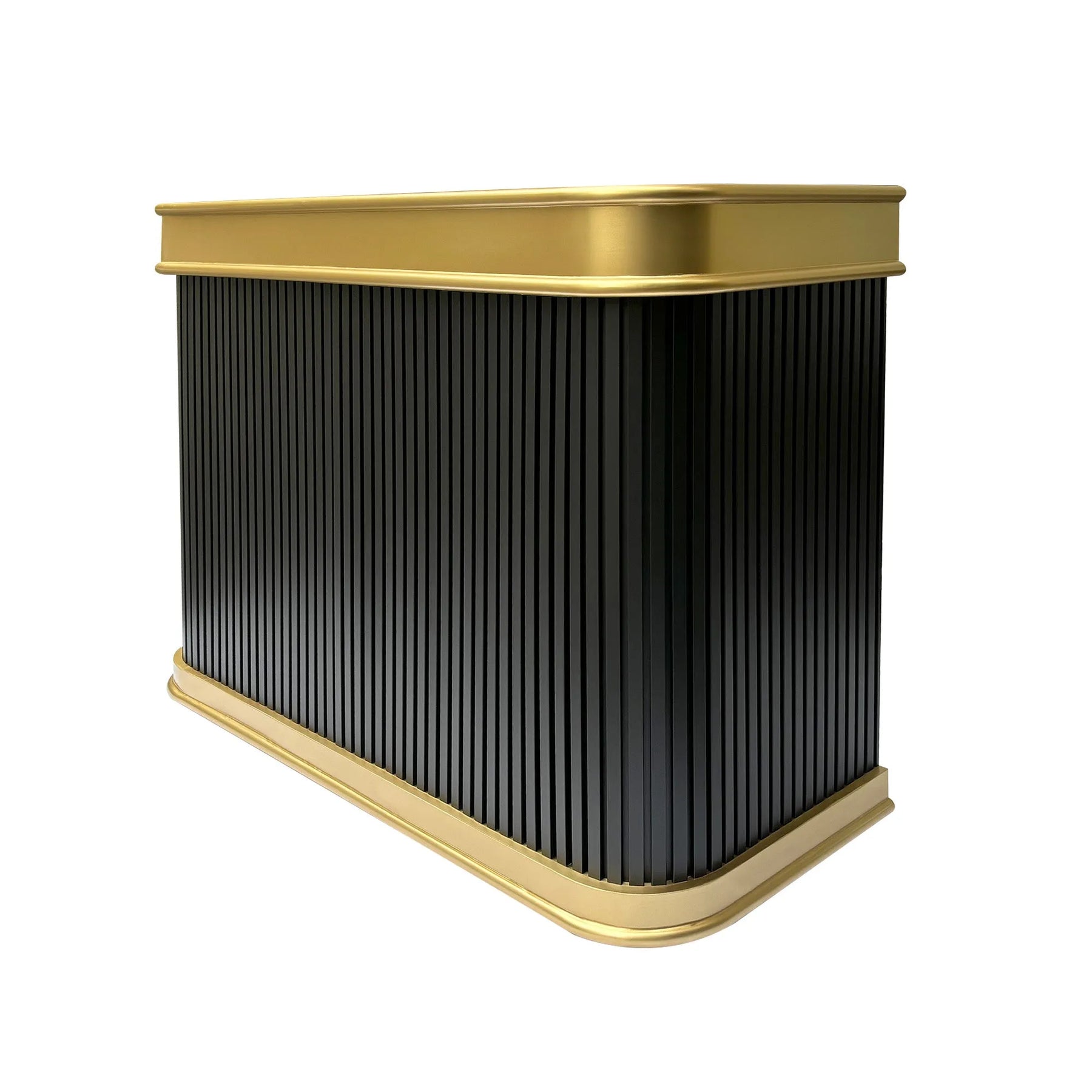 Fobest Black Stainless Steel Range Hood with Fluted Texture and Brass Trim FSS-396-Stainless Steel Range Hood-Fobest