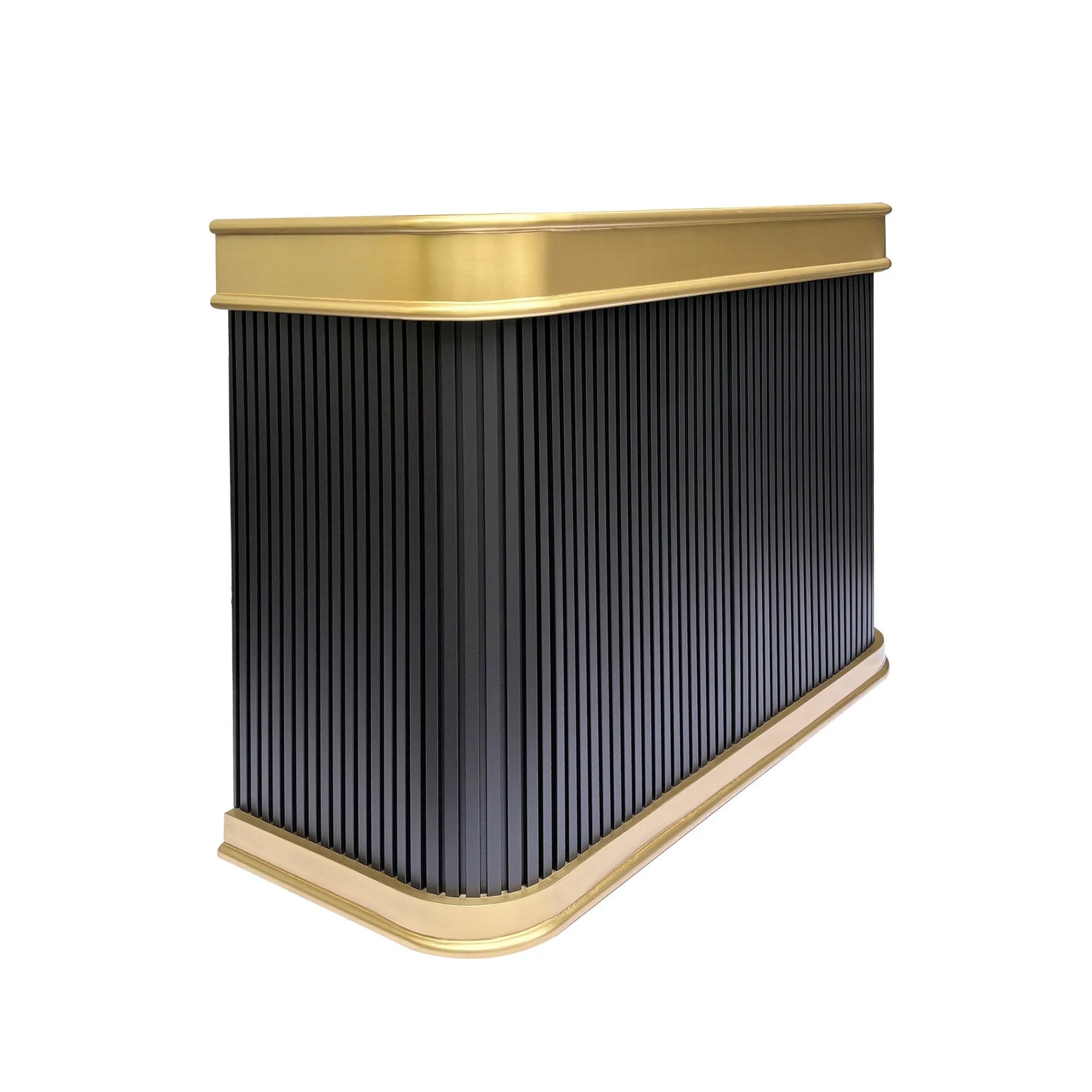 Fobest Black Stainless Steel Range Hood with Fluted Texture and Brass Trim FSS-396-Stainless Steel Range Hood-Fobest
