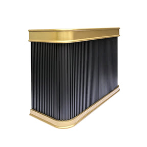 Fobest Black Stainless Steel Range Hood with Fluted Texture and Brass Trim FSS-396-Stainless Steel Range Hood-Fobest